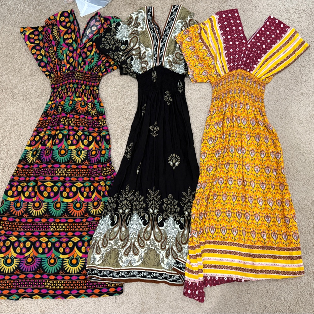 Bundle of 3 Multicolor Bohemian Women's dresses